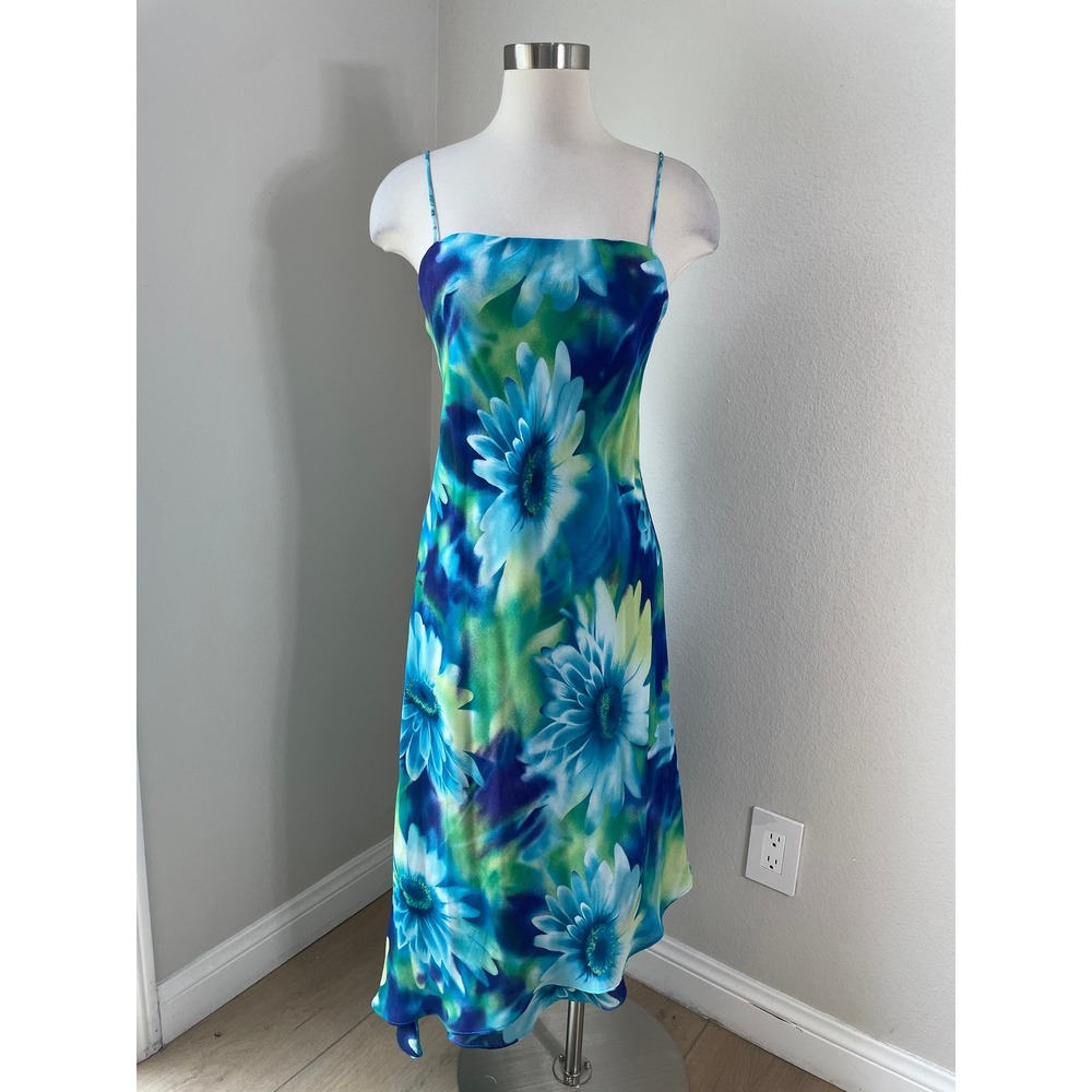Vintage Jessica Howard Womens 6 Floral Midi Asymmetrical Slip Dress Whimsical